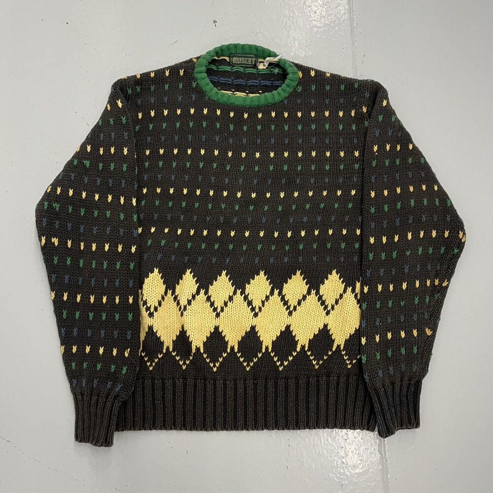 Vintage 90s Cricket Black Pattern Cotton Boxy Sweater